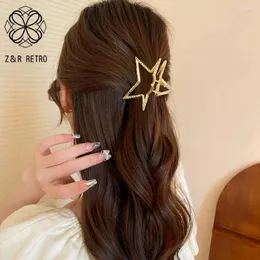 Grampos de cabelo 2023 moda metal estrela de cinco pontas para mulheres na moda clipe barrette hairpins festa headwear acessórios