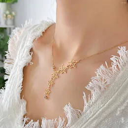 Hänge halsband darhsen uttalande stjärna charm halsband för kvinnor flickor guld färg rostfritt stål vackra mode kvinnliga smycken