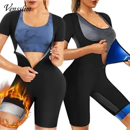 Kadın şekillendiriciler vensslim kadınlar sauna takım elbise ter gömlek zayıflama termo shapewear tam vücut şekillendirici bel eğitmeni legging düzeltici korse 231021