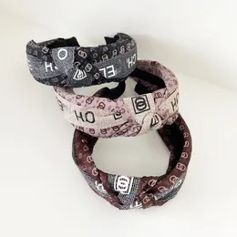 20 cores letras de designer impressas bandana para mulheres meninas pequeno vento doce borda larga arco de cabelo esportes ao ar livre headwrap acessórios de cabeça