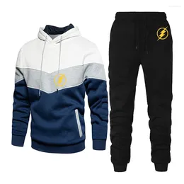 Ternos masculinos 2023 STAR Laboratories Mangas Compridas Casual Sportswear Patchwork Hoodies Moletons Tops Sweatpants Duas Peças