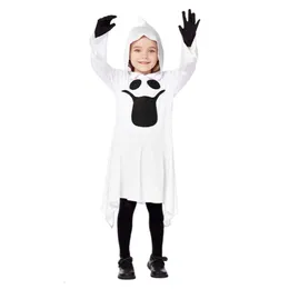 Halloween kostym kvinnor designer cosplay kostym halloween karneval kostym blyg vit spöke bred ärm spetsig hatt tryckt kjol rolig klänning