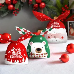 Decorazioni natalizie 10 pezzi sacchetto regalo per orecchie lunghe cartone animato Babbo Natale sacchetti di plastica per caramelle sacchetti di imballaggio per caramelle di Natale festa di Natale decorazione della casa Navidad