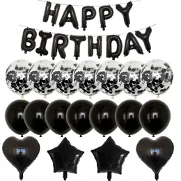 Juldekorationer 31st Pack Black Latex Balloon Set For Party with Colorful Paper Scrap Children's Letter Happy Birthday 231023