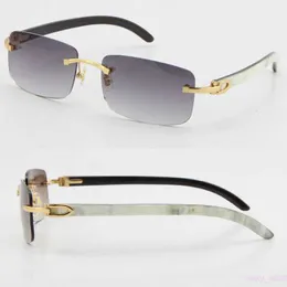 Hurtowe okulary przeciwsłoneczne w stylu sprzedaży oryginalne, oryginalne naturalne czarno -białe pionowe paski bez obręczy 8200758 Mężczyzna