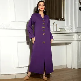 Ethnic Clothing V-neck Hand Stitched Drill Temperament Maxi Dress For Women Turkey Arabic Diamond Long Sleeve Loose Muslim Abaya Robes
