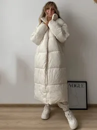 Parka da donna in piumino invernale caldo lungo taglie forti Parka con tasca da neve spesso streetwear oversize maxi lungo piumino giacca a vento cappotti capispalla 231023