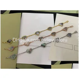 Charm Bracelets Clover Womens Bracelet Chain Personalised Grey Bangle Links Sier Partner Real Gold Bangles Chains 18K Braclet With D Dhk6H