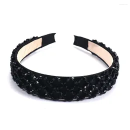 Hair Clips Black Rhinestone Wide Hairband Statement Handmade Bands Crystal Pearl Hoop Headband Wedding Jewelry Accessories