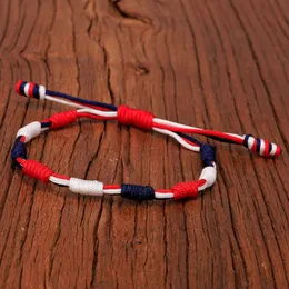 American National Day Armband justerbar handvävd röd vit blå flagga färg blandad oberoende dag armband armband för kvinnor och män boho tillbehör grossist