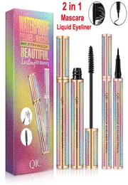 QIC Starry Sky Liquid Eyeliner Mascara Kit 속눈썹 브러시 확장 메이크업 검은 방수 마스카라 아이 라이너 펜 속눈썹 긴 두꺼운 8638177