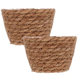 Vases Woven Sundries Organizer Straw Flower Pot Tiestos Para Exterior Hand Basket