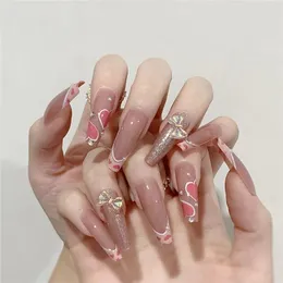 False Nails 24pcs 검은 나비 가짜 가짜 전체 커버 아몬드 매니큐어 분리 가능한 네일 용품 Y2K 스타일 전문 인공물