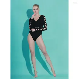 Set attivi Arial Yoga Suit Ballet Dance One Piece Sport Tuta a maniche lunghe Donna Tight Sportswear Set da palestra