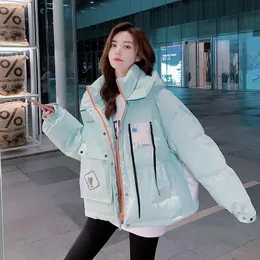 Mulheres Down Parkas Outono Inverno Casaco Mulheres Com Capuz Algodão Puffer Jaqueta Grande Bolsos Manga Longa Parka Zipper Engrossar À Prova de Vento Coreano 231023