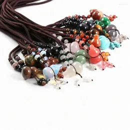 Pendant Necklaces Gourd-Shaped Natural Semi-precious Agate Opal Reiki Healing Bohemian Style Jewelry Exquisite For Women Men Gift