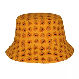 Bérets personnalisés Halloween citrouille motif seau chapeaux hommes femmes plage soleil été pêcheur casquette