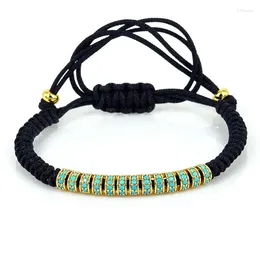 Charme Pulseiras Anil Arjandas Homens 24k Rose Beads Micro Pave Azul CZ Trançado Cord Macrame Para Mulheres Pulseira Feminina