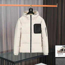 Mens Puffer Ceket Kapşonlu Ceketler Tasarımcı Klasik Stil Gri İçinde Erkek Dış Giyim İşlemeli Kol Bandı Kış Paltoları W545