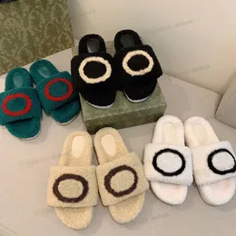 2022 Designers Winter Luxurys Donna Pantofole in lana pelliccia Soffice peloso Lettere calde Sandali Comodo logo ricamato Flip Flop taglia 34-4iBVF #