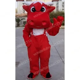 Performance Red Cow Mascot Costumes High Quality Fruit Carnival Hallowen presenter unisex vuxna fancy spel outfit semester utomhus reklamdräkt kostym