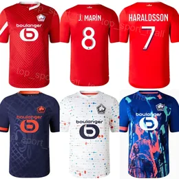 23 24 Club Team Soccer Lille 9 Jonathan David Jersey 30 Lucas Chevalier 21 Benjamin Andre 8 Angel Gomes 10 Remy Cabella 12 Yusuf Yazici Football Shirt Kits Red WHite