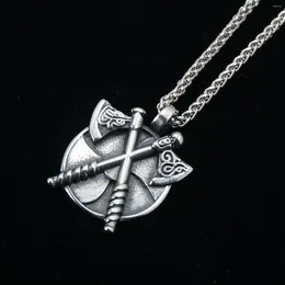 Pendant Necklaces 1pcs Viking Norse Double Axe Warrior Necklace