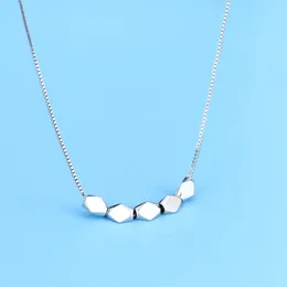 Hängen 925 Sterling Silver Necklace 18 tum Box Chain Geometry Beans Pendant For Women Top Quality Fashion Jewelry Christmas Gifts