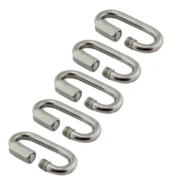Carabiners 5PCS Stainless Steel Carabiner Quick Link 5mm 6mm 7mm 8mm Chain Connector For Hammock Camping And Outdoor Equipment 231021