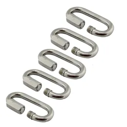 Carabiners 5PCS 스테인리스 스틸 카라비너 ​​퀵 링크 5mm 6mm 7mm 8mm 체인 커넥터 해먹 캠핑 및 실외 장비 231021