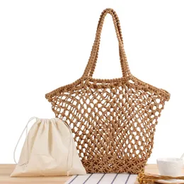New Japanese and Korean hand-woven cotton rope shoulder beach holiday net bag leisure bag