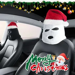 Andra evenemangsfestleveranser Santa Claus Hat Car Seat Neadrost Cover Masked Men Christmas Headgear Decoration Accessories Lämpliga för de flesta bilar 231023