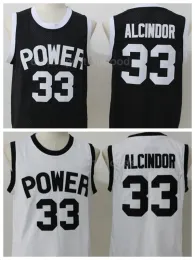 CUSTOM NCAA College Men Баскетбол 33 Льюис Алсиндор-младший Джерси Средняя школа St Joseph CT Power Трикотажные изделия Черно-белые выездная команда Высокое качество