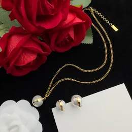 Дизайнерские серьги-гвоздики Золотые серьги Женские подвески Ожерелье с бриллиантами Ювелирные изделия Роскошные цепочки Ожерелья Серьги Набор Bijoux De Luxe с коробкой 2310243D
