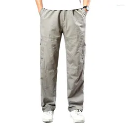 Pantaloni da uomo Pantaloni cargo da uomo tinta unita Pantaloni multitasche Chiusura con cerniera ampia Tuta da uomo Pantaloni da jogging dritti Homme Taglie fortiUomo