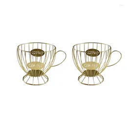 Keukenopslag 2X Koffiemand Cup Pod Organizer Houder Accessoires (Goud)