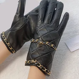 Classic Black Chain Leather Gloves For Warm Outdoor Motorcycle Riding Cycling Gloves Mittens For Christmas Birthday Gift