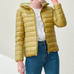 Daunenjacke Damen Mantel Herbst Winter gelbe Jacken für warme Steppparka Damen und leichte 2022 weibliche ultraleichte Kapuze