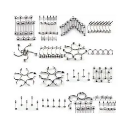 Navel Bell Button Rings 316L Stainless Steel Tongue Lip Nails Nose Screws Nipple Ear Eyebrow Studs Mtipurpose Body Piercing Jewelr Dh6Kx