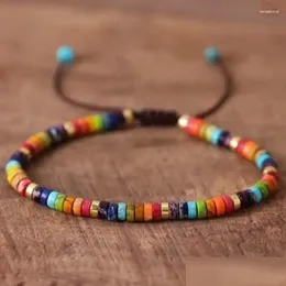 Filo di perline 7 Chakra Guarigione Treccia Bracciale regolabile per donna Uomo Pietra imperiale naturale 2X4 Perline distanziatrici Gioielli da meditazione Jewe Otsga