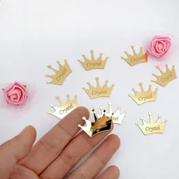 Other Event Party Supplies 30 Pieces Personalized Name Gold Silver Acrylic Crown Wedding Confetti Table Center Decor Custom Baby Shower Birthday Gift Tags 231023