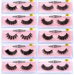 3D Mink Faux False Eyelashes Hand Made Clow Strip Lashes Natural Long Mink Easelashes Pink Box Fake Sheplashes7403852