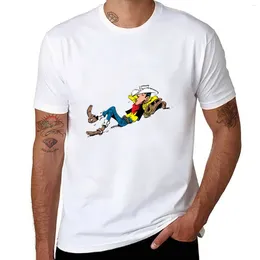 Polos masculinos Lucky Luke camiseta roupas fofas vintage camiseta camisas curtas para homens algodão