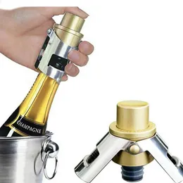 Bar Tools Stainless Steel Champagne Stopper Cork Sparkling Wine Bottle Plug Sealer PushType Inflatable Cap Opener Accessories 231023