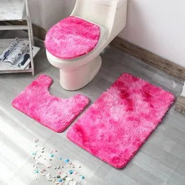 Bath Mats Coral Fleece Absorbent Bathroom Carpet Pedestal Rug Toilet Lid Cover tapis salle de bain Shaggy Anti-slip Bath Mats Set 231024