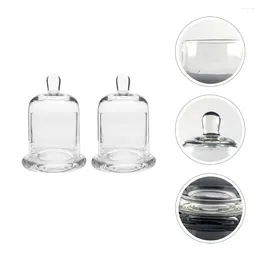 Portacandele 2 set Cloche in vetro trasparente Display a globo Cupola Campana Base Terrario Conservato Fiore Contenitore Piante Lampada a olio