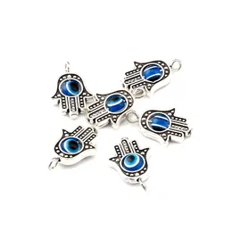 Charms 100pcs Antique Sier ogromne Hamsa Hand Evil Eye Kabh Charms Wiselds 28 mm Powodzenia Biżuteria Instalacje biżuterii Komponenty dhkrg