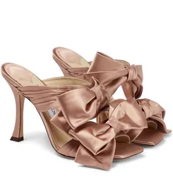 أفضل علامات تجارية للنساء أحذية صندل فلاكا مع القوس المخملية المخملية وصمة عار مربعة البغال الزفاف فستان الزفاف سيدة الشببر EU35-43 مربع أصلي