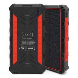 36000mAh Solar Externo 2 Saída USB À Prova D 'Água Power Bank Telefone Bateria Externa Carregador Sem Fio com Lanterna LED