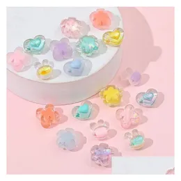 Acrilico Plastica Lucite Acrilico Colore misto Petalo Amore Coniglio Perline Bracciale fai da te Collana Perline carine 10 Pz / lotto Consegna goccia Gioielli Dheng